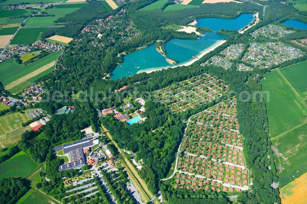Haren (Ems) from above - Holiday house plant of the park Ferienzentrum Schloss Dankern on Dankernsee in the district Dankern in Haren (Ems) in the state Lower Saxony, Germany