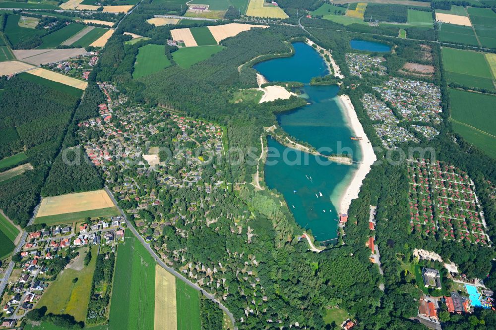 Haren (Ems) from the bird's eye view: Holiday house plant of the park Ferienzentrum Schloss Dankern on Dankernsee in the district Dankern in Haren (Ems) in the state Lower Saxony, Germany