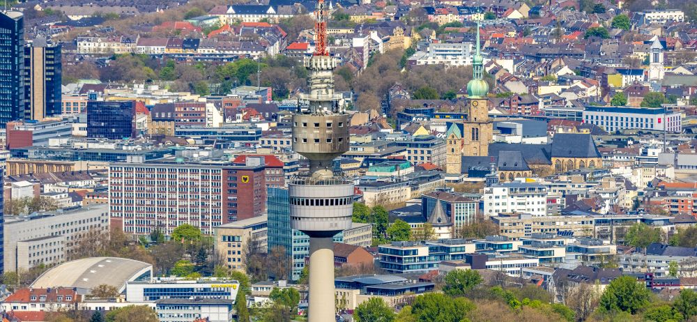 Dortmund from the bird's eye view: television Tower Florian-Turm in the district Ruhrallee Ost on park Westfalenpark in Dortmund at Ruhrgebiet in the state North Rhine-Westphalia, Germany