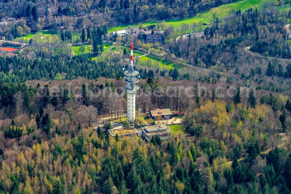 Baden-Baden from the bird's eye view: Television Tower Fremersberg in Baden-Baden in the state Baden-Wurttemberg, Germany