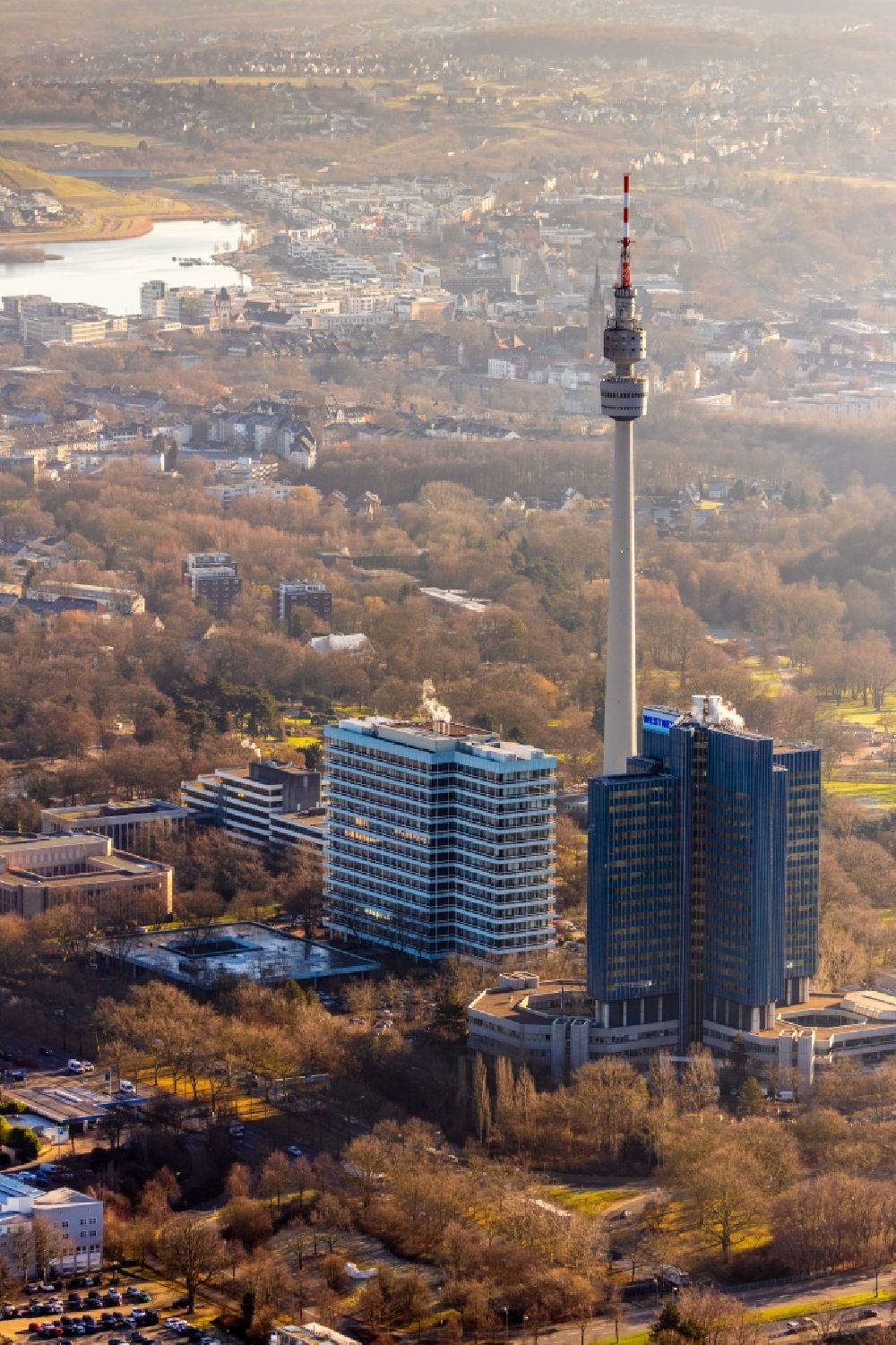 Aerial image Dortmund - Television Tower Florian- Turm in the district Ruhrallee Ost on park Westfalenpark in Dortmund in the state North Rhine-Westphalia, Germany
