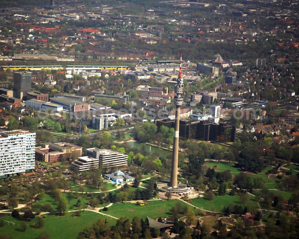 Dortmund from the bird's eye view: Television Tower Florian- Turm in the district Ruhrallee Ost on park Westfalenpark in Dortmund in the state North Rhine-Westphalia, Germany