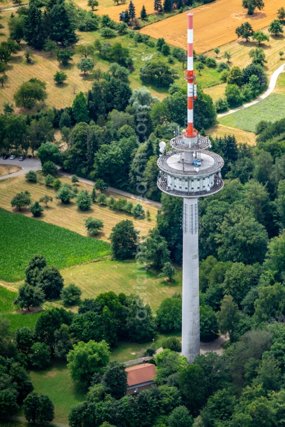 Aerial photograph Grünwettersbach - Television Tower Gruenwettersbach in Gruenwettersbach in the state Baden-Wurttemberg, Germany