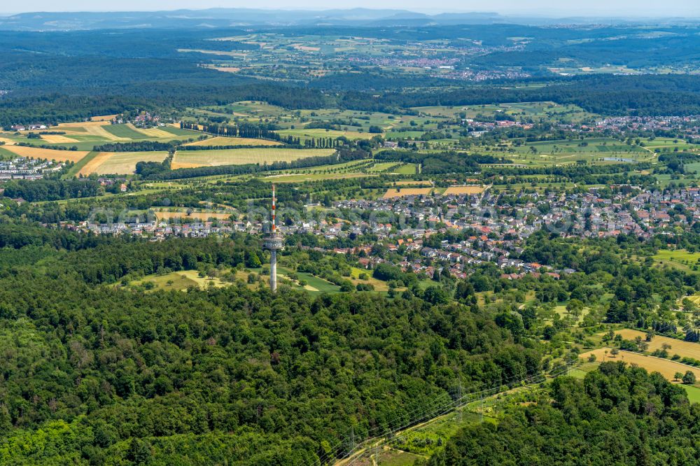 Grünwettersbach from the bird's eye view: Television Tower Gruenwettersbach in Gruenwettersbach in the state Baden-Wurttemberg, Germany