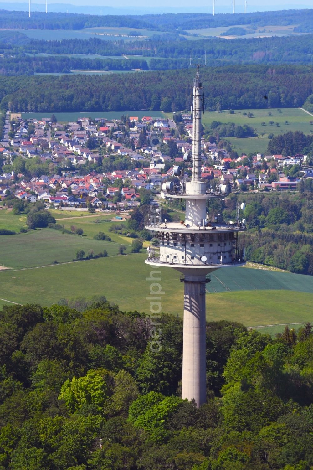 Kelkheim (Taunus) from above - Television Tower on Atzelberg in Kelkheim (Taunus) in the state Hesse, Germany