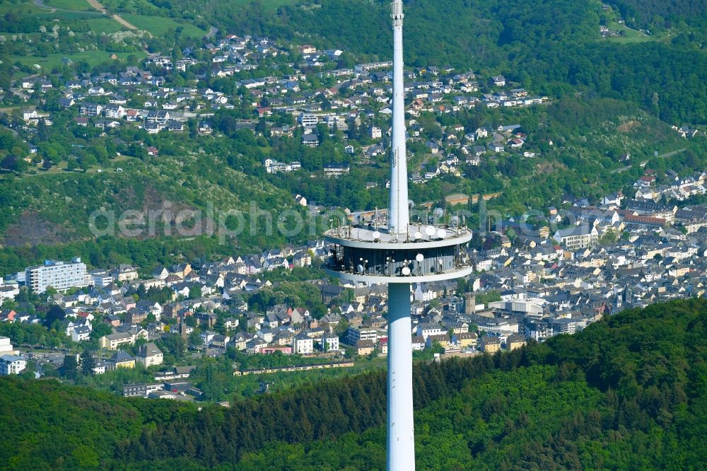 Aerial image Koblenz - Television Tower Fernmeldeturm Kuehkopf in Koblenz in the state Rhineland-Palatinate, Germany