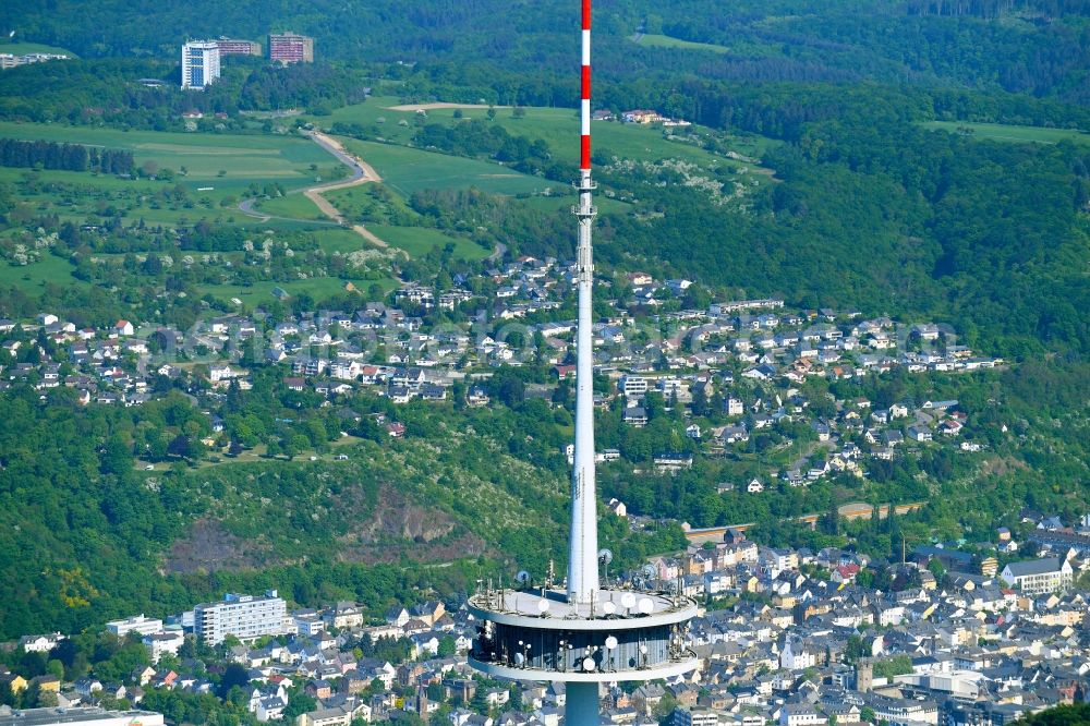 Aerial photograph Koblenz - Television Tower Fernmeldeturm Kuehkopf in Koblenz in the state Rhineland-Palatinate, Germany