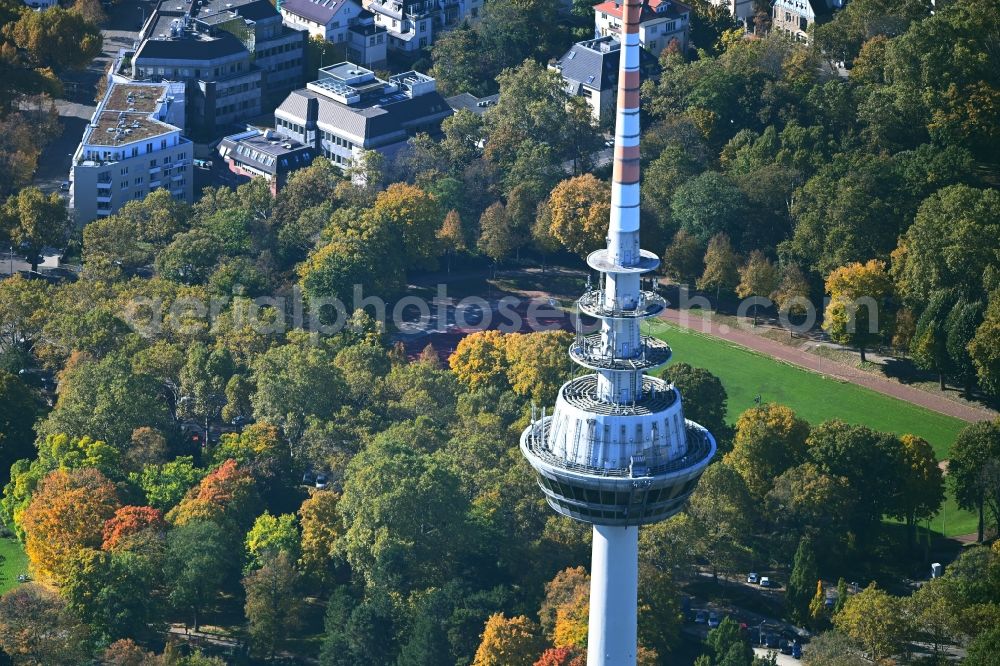 Aerial image Mannheim - Television Tower Am Luisenpark in the district Oststadt in Mannheim in the state Baden-Wuerttemberg, Germany