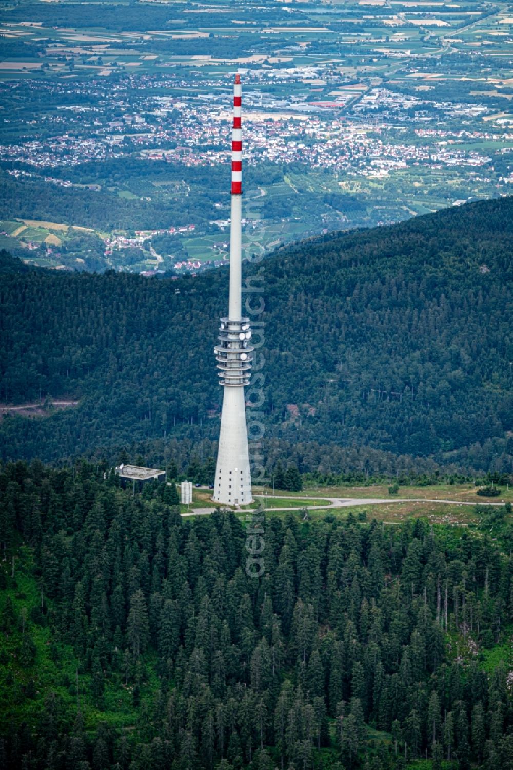 Sasbachwalden from the bird's eye view: Television Tower of Suedwestrundfunk Sender Hornisgrinde on Hornisgrinoftrasse in Sasbachwalden in the state Baden-Wurttemberg, Germany