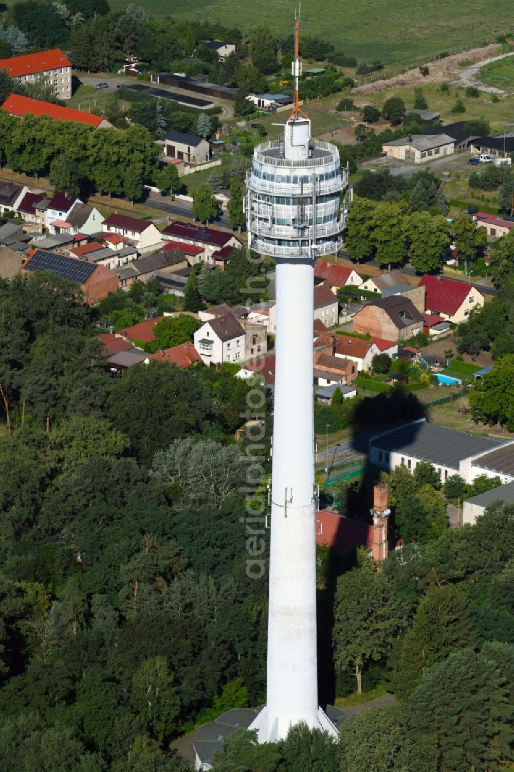 Aerial image Schönwalde-Glien - Television Tower Fernmeldeturm Perwenitz in Schoenwalde-Glien in the state Brandenburg, Germany
