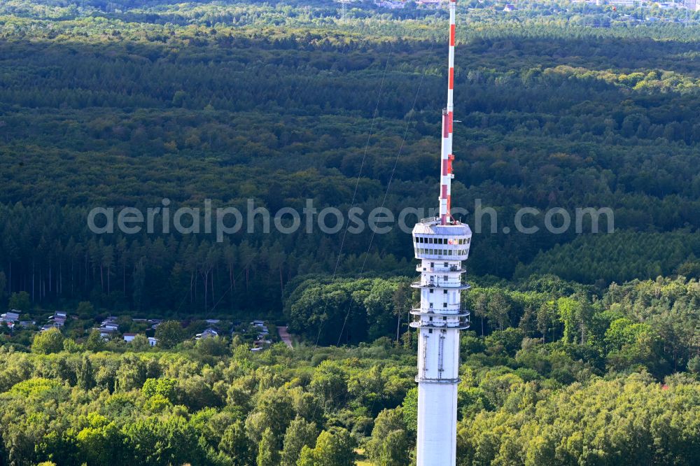 Schwerin from the bird's eye view: Television Tower Schwerin in the district Dresch in Schwerin in the state Mecklenburg - Western Pomerania, Germany