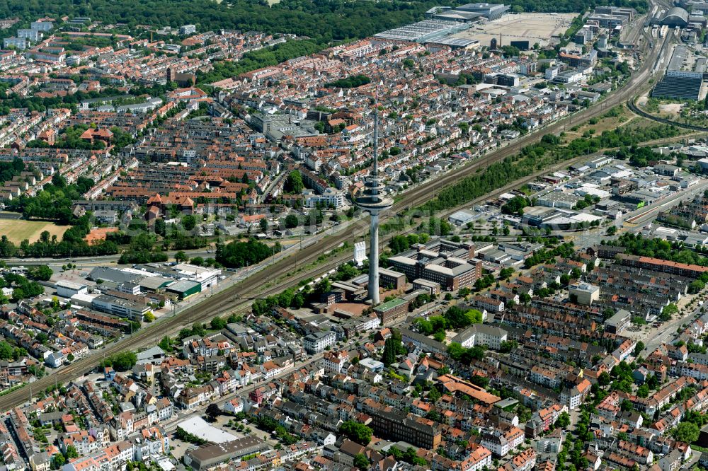 Bremen from above - Television Tower in the Walle part in the North of Bremen in Germany