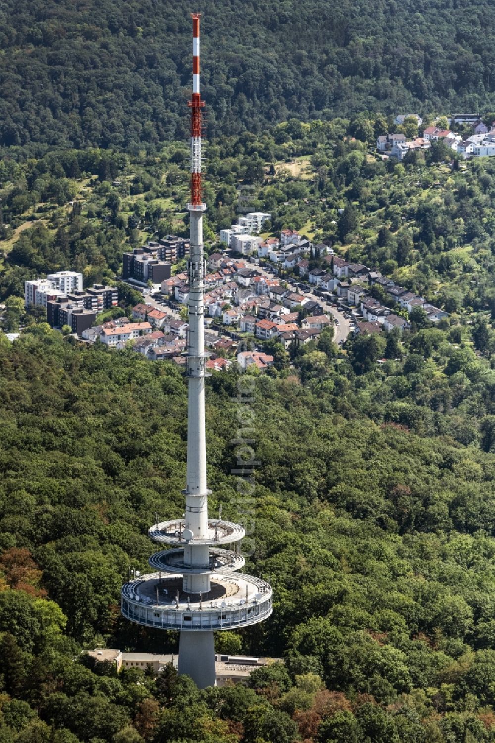 Stuttgart from above - Television Tower on Frauenkopf in Stuttgart in the state Baden-Wuerttemberg, Germany