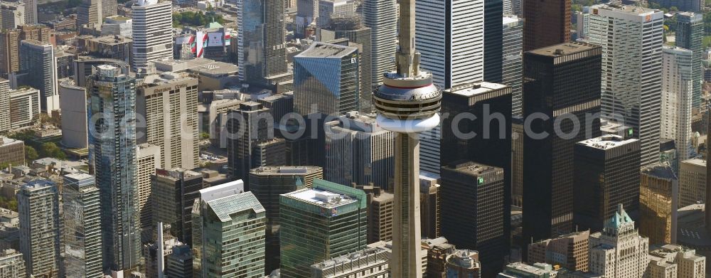 Aerial photograph Toronto - Television Tower CN Tower on Front St W in the district Old Toronto in Toronto in Ontario, Canada
