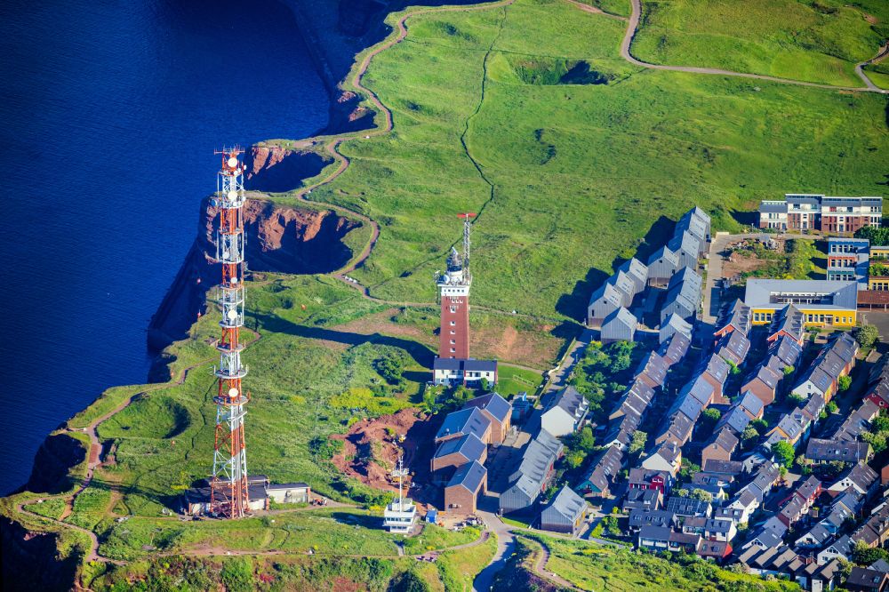 Aerial photograph Helgoland - Steel mast funkturm and transmission system as basic network transmitter Oberland in Helgoland in the state Schleswig-Holstein, Germany