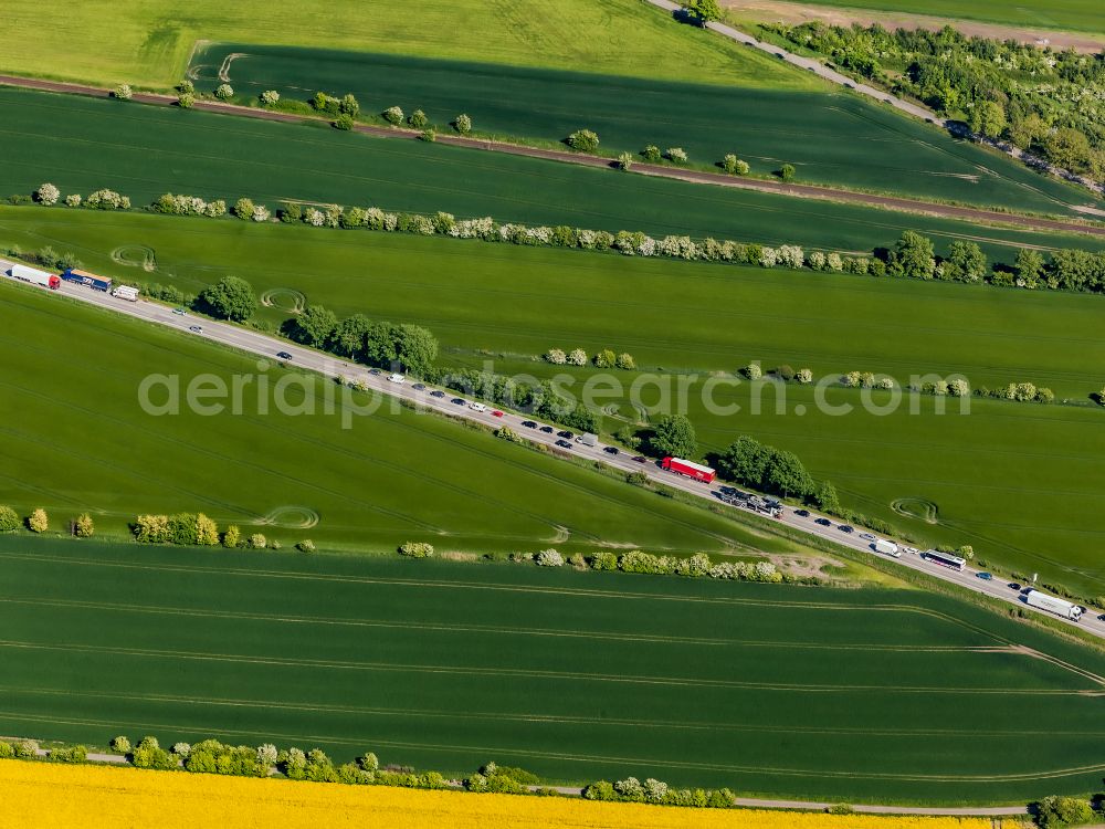 Großenbrode from the bird's eye view: Routing and lanes along the trunk road - federal motorway B 207 in Grossenbrode in the state Schleswig-Holstein, Germany