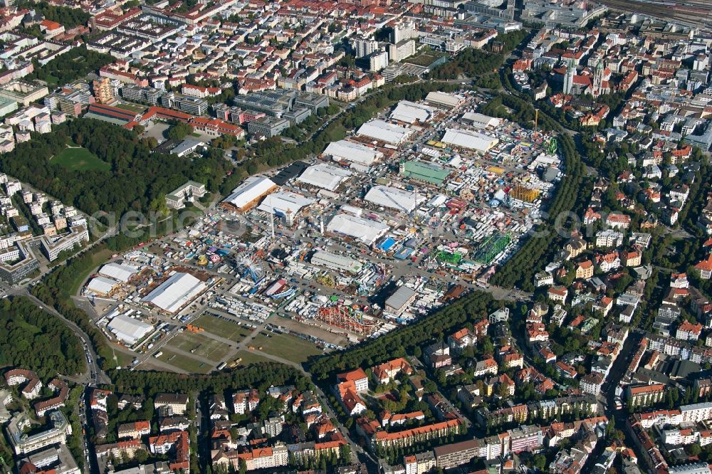 Aerial image München - Fairgrounds of Munich's Oktoberfest beer festival in Munich in Bavaria