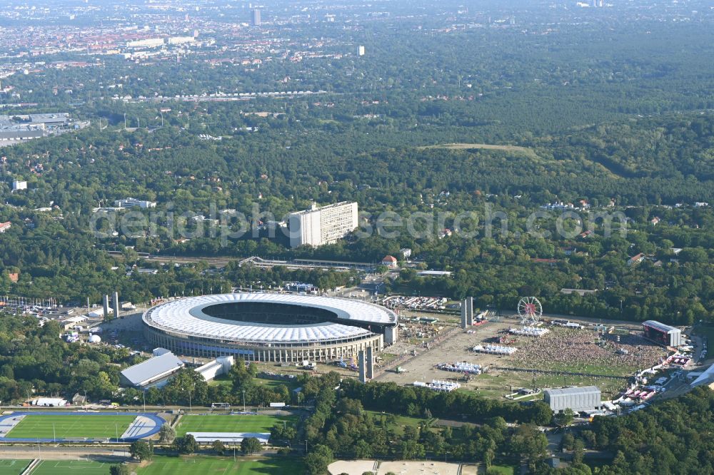 Berlin from above - Festival Lollapalooza sports venue area of the arena of the Olympic Stadium in Berlin