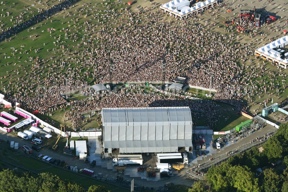Aerial photograph Berlin - Festival Lollapalooza sports venue area of the arena of the Olympic Stadium in Berlin