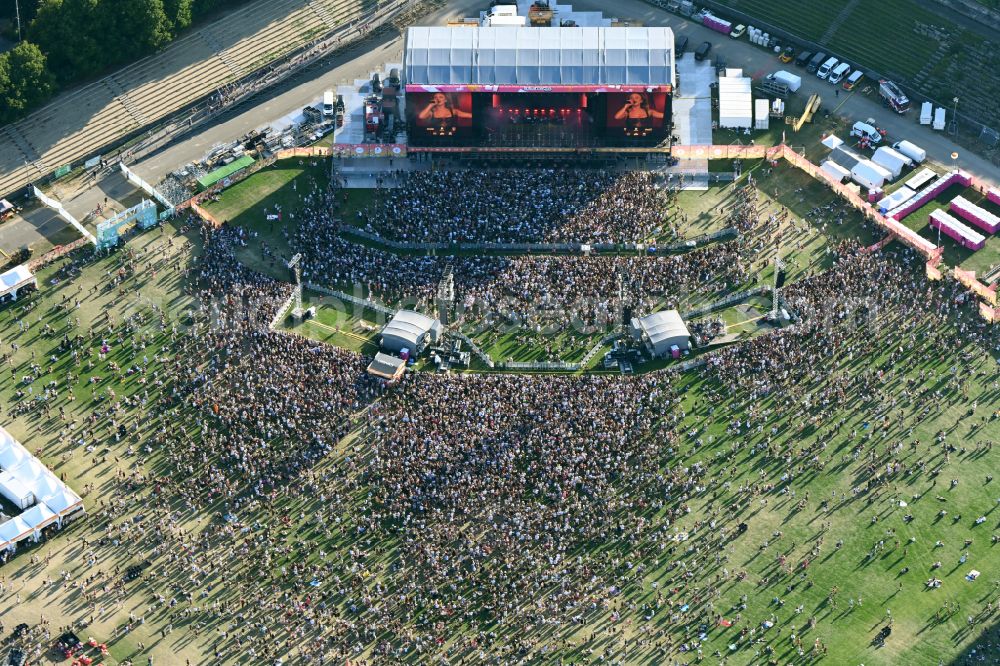 Aerial image Berlin - Festival Lollapalooza sports venue area of the arena of the Olympic Stadium in Berlin