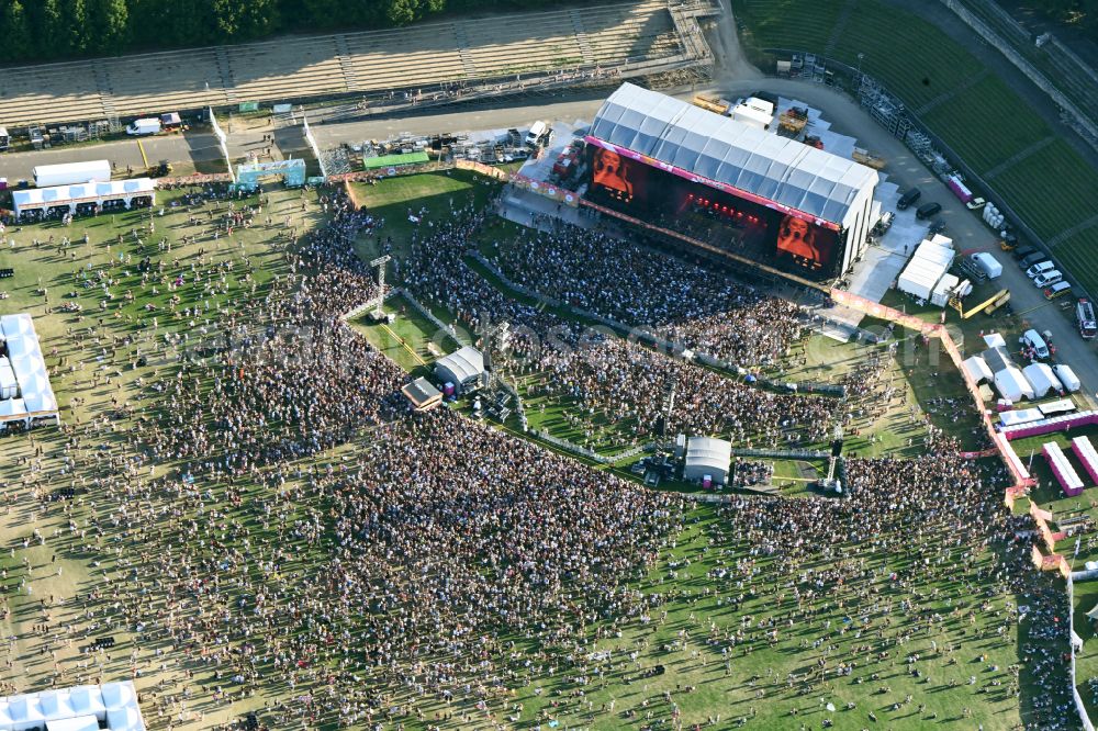 Aerial photograph Berlin - Festival Lollapalooza sports venue area of the arena of the Olympic Stadium in Berlin