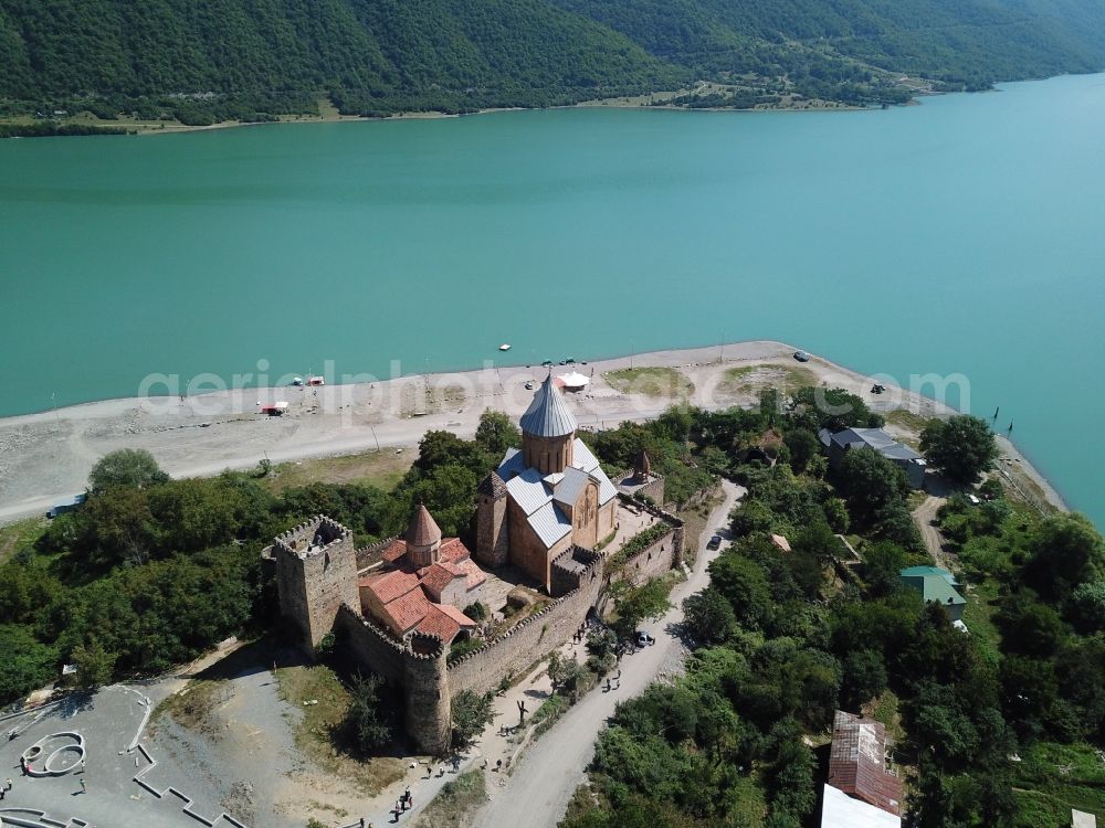 Aerial photograph Ananuri - View of the fortress Ananuri Georgia, near the village of the same name in the municipality of Duscheti, Mzcheta-Mtianeti region in Georgia
