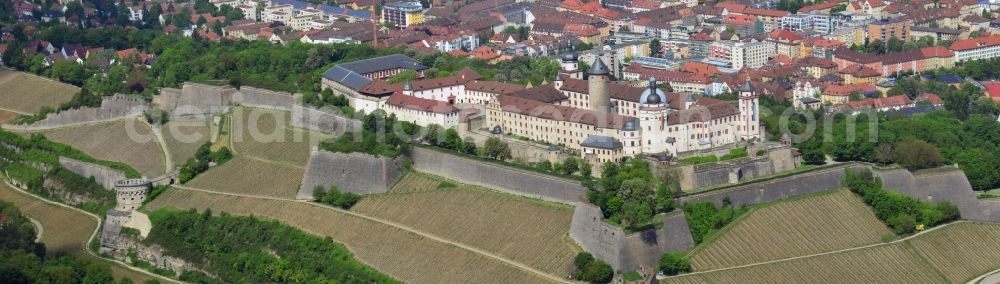 Aerial photograph Würzburg - Marienberg Fortress and Castle restaurants Fortress Marienberg in Wuerzburg in Bavaria