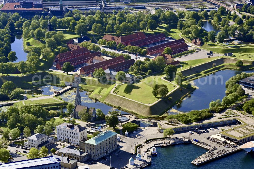 Kopenhagen from above - Fortress on Gl. Hovedvagt - Kastellet in the district Indre By in Copenhagen in Region Hovedstaden, Denmark