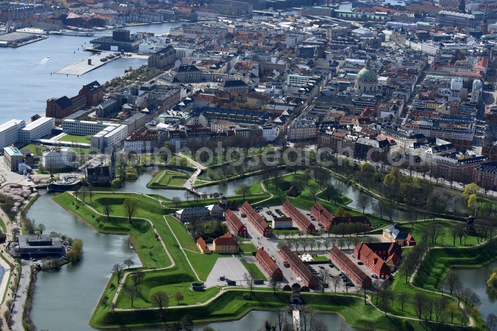 Kopenhagen from above - Fortress Kastell von Kopenhagen Gl. Hovedvagt in Copenhagen in Region Hovedstaden, Denmark