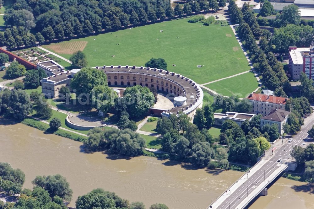 Ingolstadt from the bird's eye view: Fortress Reduit Tilly in Ingolstadt in the state of Bavaria. The Tillyveste in the Klenzepark served as the protection of the bridgehead of the Ingolstadt national fortress on the southern banks of the Danube. Today, the half-timbered two-storey building houses a permanent exhibition of the Bavarian Army Museum