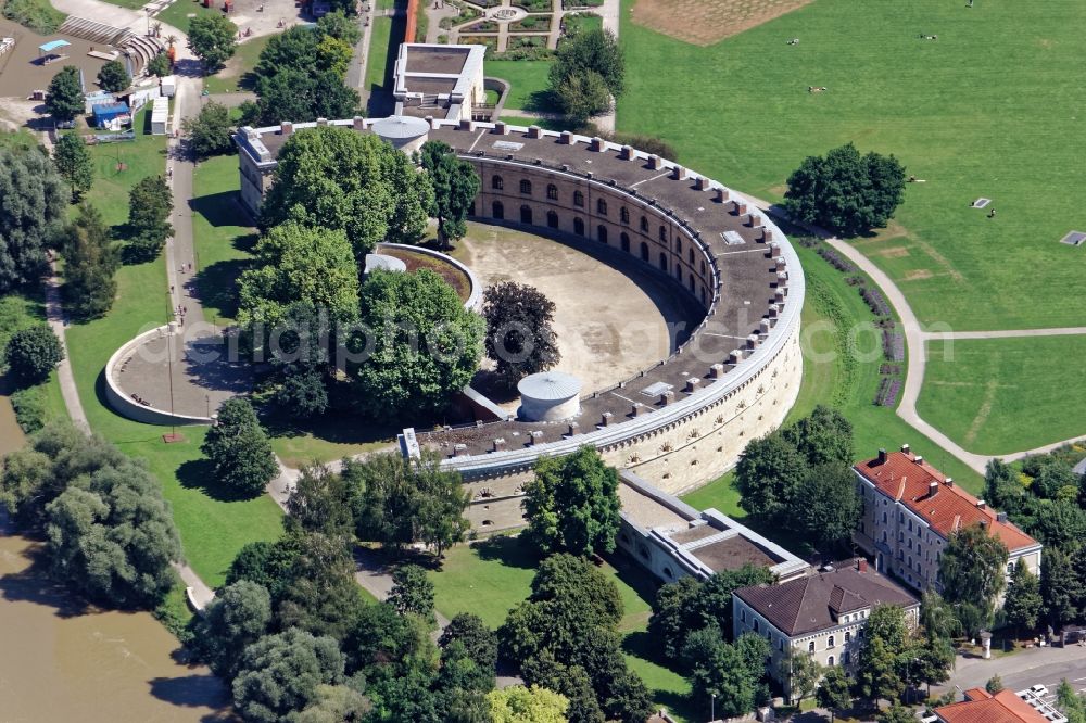 Aerial image Ingolstadt - Fortress Reduit Tilly in Ingolstadt in the state of Bavaria. The Tillyveste in the Klenzepark served as the protection of the bridgehead of the Ingolstadt national fortress on the southern banks of the Danube. Today, the half-timbered two-storey building houses a permanent exhibition of the Bavarian Army Museum