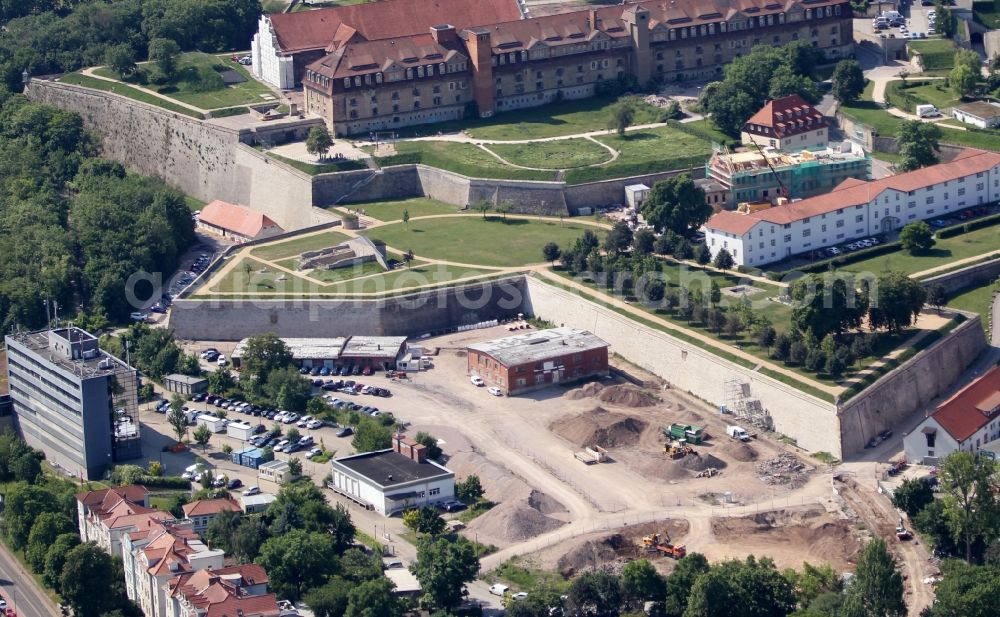 Aerial photograph Erfurt - Fragments of the fortress Zitadelle Petersberg in Erfurt in the state Thuringia, Germany