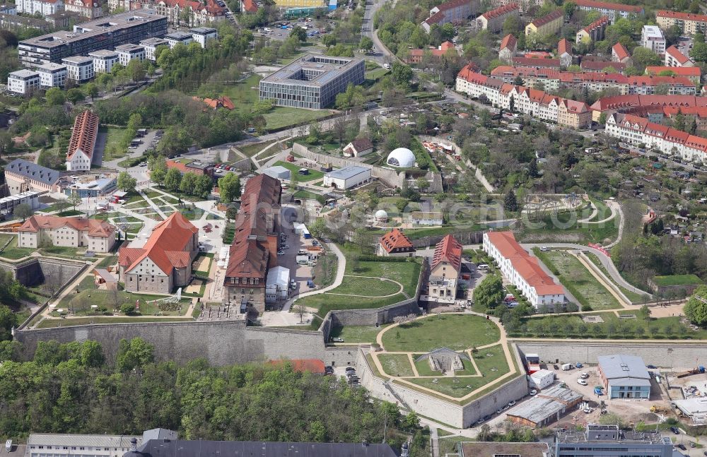 Aerial image Erfurt - Fragments of the fortress Zitadelle Petersberg in Erfurt in the state Thuringia, Germany