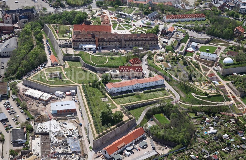 Aerial image Erfurt - Fragments of the fortress Zitadelle Petersberg in Erfurt in the state Thuringia, Germany
