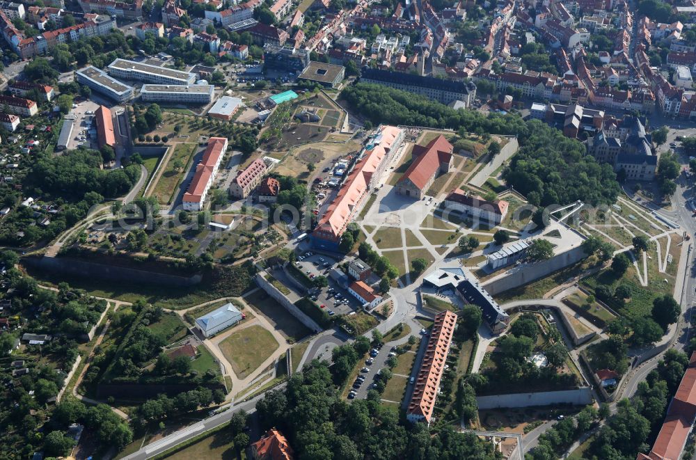 Erfurt from the bird's eye view: Fragments of the fortress Zitadelle Petersberg in the district Altstadt in Erfurt in the state Thuringia, Germany