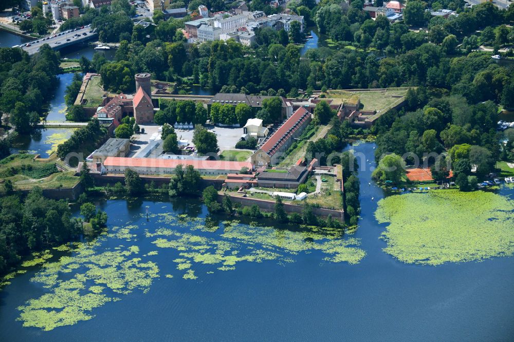 Aerial image Berlin - Fortress complex Zitadelle Spandau with a star-shaped park on the Juliusturm in the district Haselhorst in Berlin, Germany