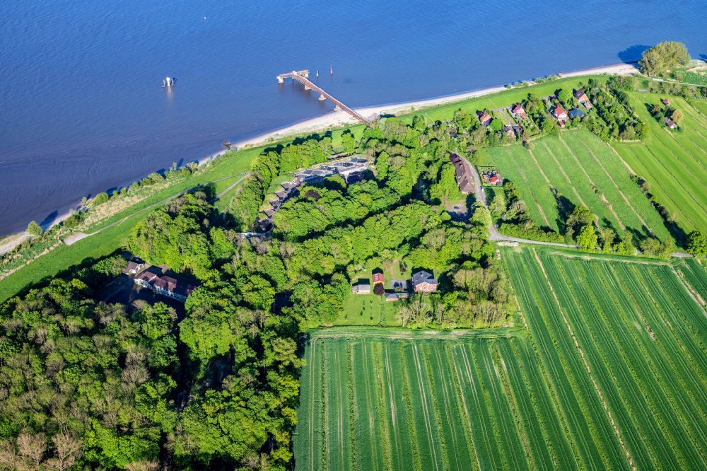 Stade from above - Fortress area Grauer Ort in Abbenfleth on the Elbe in Buetzfleth in the state Lower Saxony, Germany