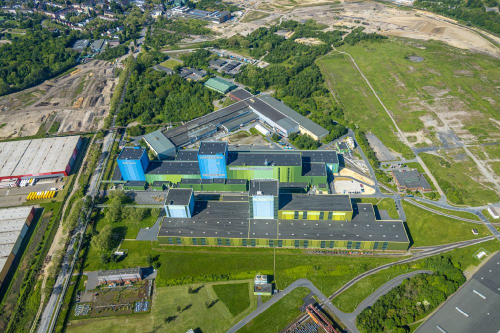 Aerial photograph Dortmund - hot-dip coating plant of thyssenkrupp Steel Europe AG at the Westfalenhuette in Dortmund in the Ruhr area in the state of North Rhine-Westphalia, Germany
