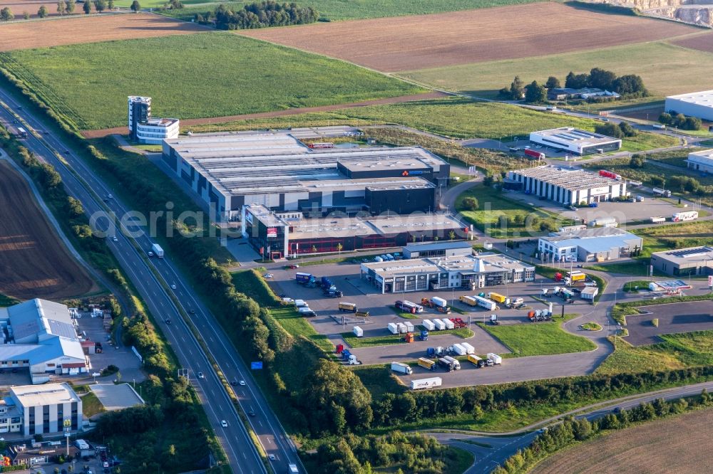 Zimmern ob Rottweil from the bird's eye view: Company grounds and facilities of IG Albring: B.A.H. Personaldienste GmbH, Bucher Stahlhandel GmbH, Schoeler Foerdertechnik AG in Zimmern ob Rottweil in the state Baden-Wuerttemberg, Germany