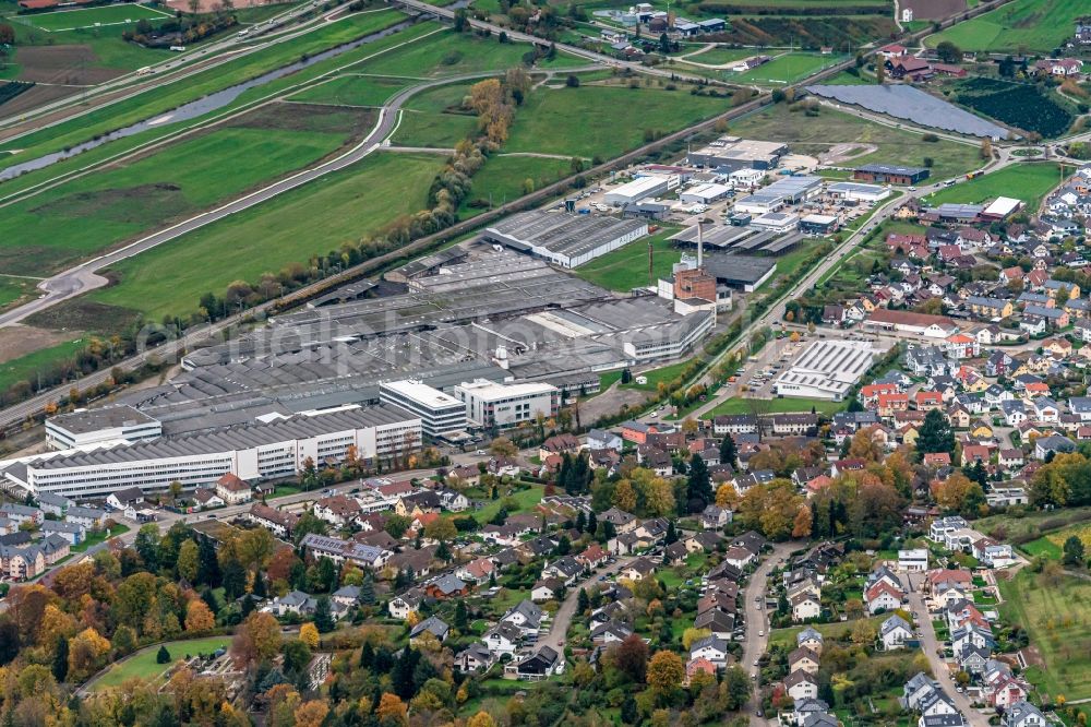 Gengenbach from the bird's eye view: Company grounds and facilities of Aliseo Art Projects in Gengenbach in the state Baden-Wurttemberg, Germany