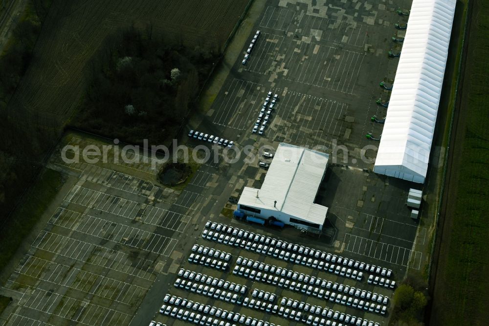 Aerial photograph Klitschmar - Company premises of ARS Altmann AG Automobillogistik with halls, company trusts and representatives in Klitschmar in the state of Saxony