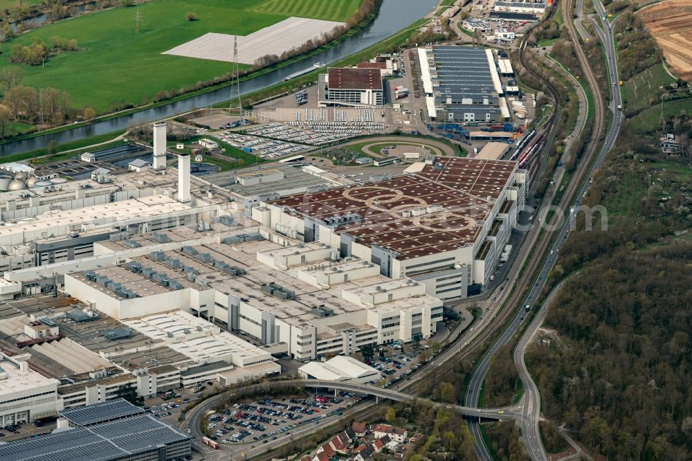 Neckarsulm from above - Company grounds and facilities of Audi AG in Neckarsulm in the state Baden-Wuerttemberg, Germany