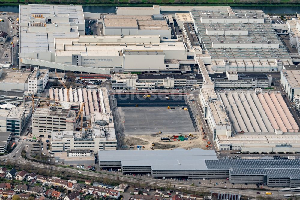 Aerial image Neckarsulm - Company grounds and facilities of Audi AG in Neckarsulm in the state Baden-Wuerttemberg, Germany