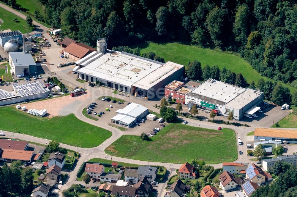 Elzach from above - Company grounds and facilities of Becherer Moebelwerkstaetten in Elzach in the state Baden-Wurttemberg, Germany