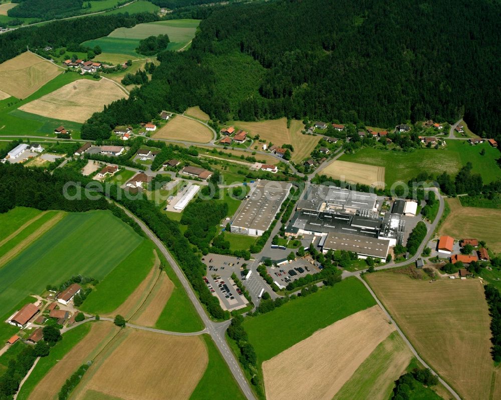 Aerial photograph Menhaupten - Company grounds and facilities of Bischof + Klein SE & Co. KG in Menhaupten in the state Bavaria, Germany