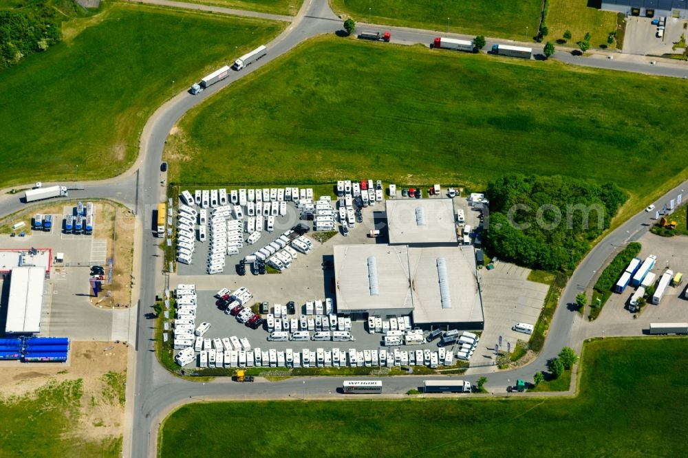 Aerial image Wesenberg - Company grounds and facilities of Caravan & Reisemobil Center Reinfeld GmbH & Co. KG in Wesenberg in the state Schleswig-Holstein, Germany