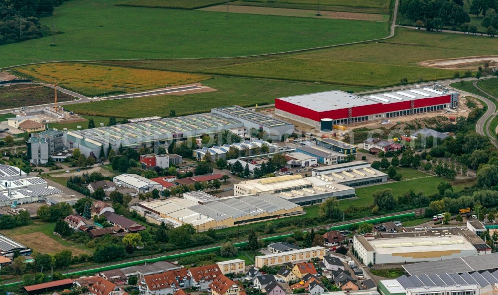 Aerial photograph Kenzingen - Company grounds and facilities of of Freyler Industriebau in Kenzingen in the state Baden-Wuerttemberg, Germany