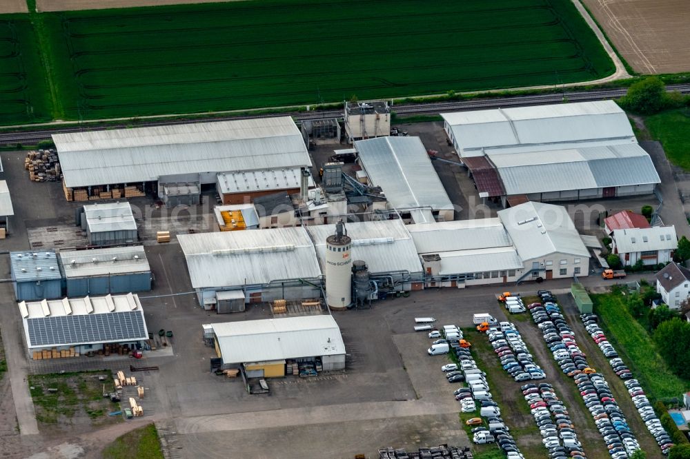 Kippenheim from above - Company grounds and facilities of Der Jakob Schmid u Soehne GmbH&Co. KG in Kippenheim in the state Baden-Wurttemberg, Germany