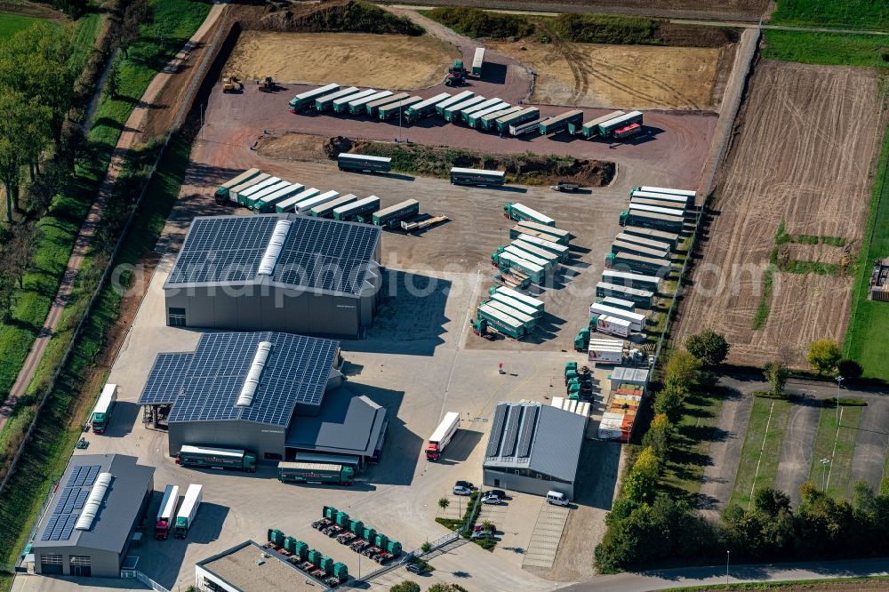 Ettenheim from the bird's eye view: Company grounds and facilities of of Spedition Wildt in Ettenheim in the state Baden-Wurttemberg, Germany