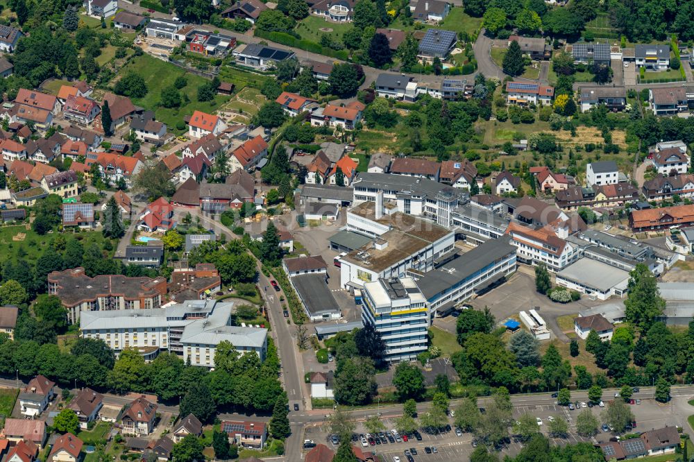 Bühl from the bird's eye view: Company grounds and facilities of of UHU GmbH u Co. KG. (Klebstoffe) in Buehl in the state Baden-Wuerttemberg, Germany